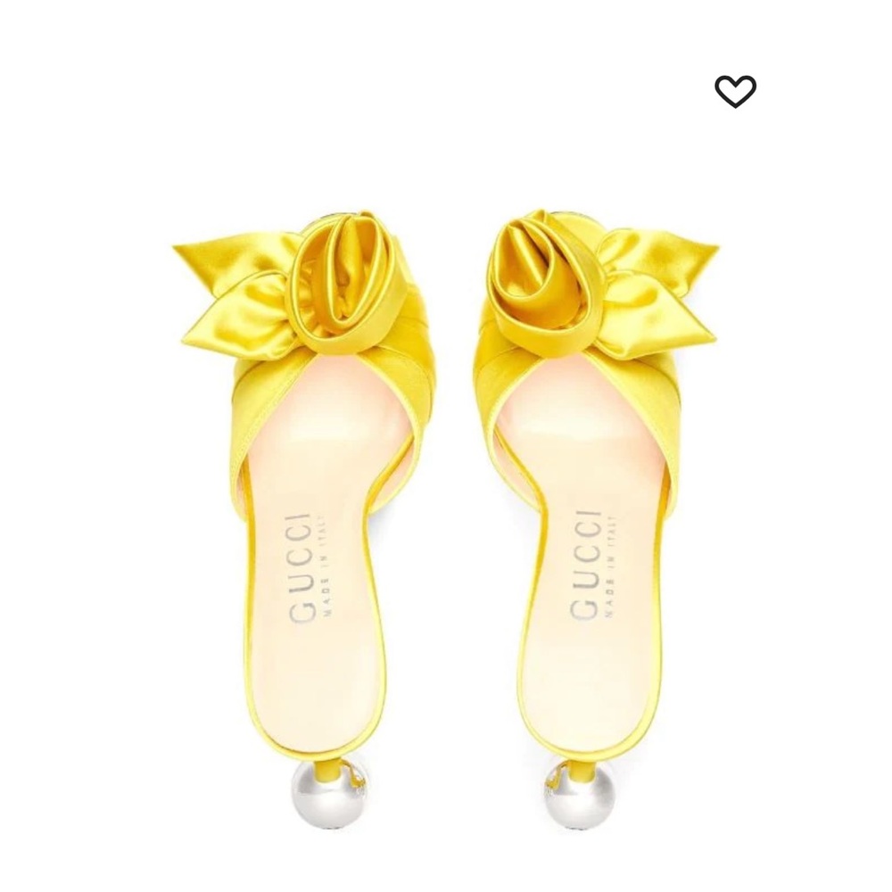 GUCCI Shawana Satin Flower Slide Heels Sandals - Picture 6 of 12